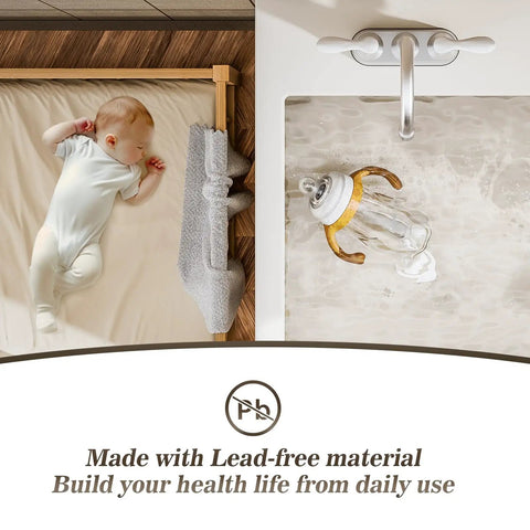 Commercial Bar Sink Faucet With 4 Inch Center Deck Mount, child sleeping and bottle near sink, WF032-BG