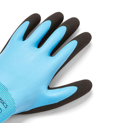 Durable Work Gloves With 15 Gauge Polyester And 10 Gauge Acrylic Double Shell Latex Fully Coated Palm Sandy Latex Grip Blue Size 9 Large