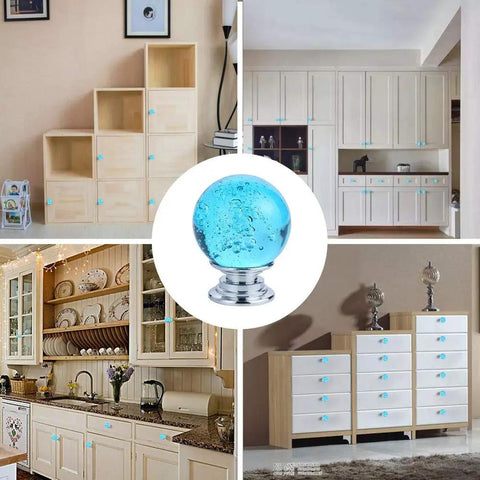 Hella Elegant 10 Pack 30 Millimeter Aqua Blue Crystal Cabinet Knobs Round Glass Bubble Drawer Handles K9 Crystal Zinc Alloy Furniture Hardware For Home Dresser Closet Pulls on various furniture.