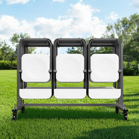 Heavy Duty Folding Chair Rack Cart For Event Spaces Haul 42 Chairs Or 12 Tables With 400 Lb Capacity Mobile Chair Storage Dolly Featuring Rubber Wheels And GrIPS Large Chair Holder Matte Black showcasing chair storage on grass