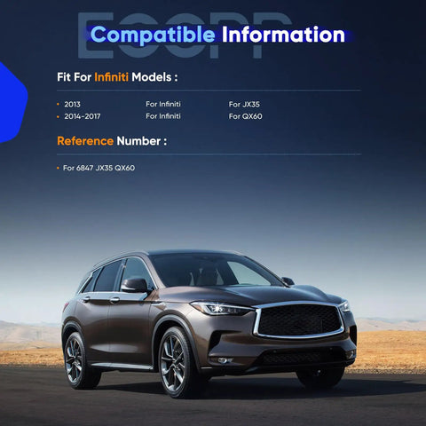 Heavy Duty Hood Gas Spring Lift Support Struts For Infiniti JX35 QX60 displayed with model compatibility and reference number details.