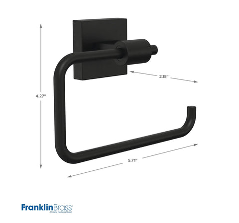 European Style Matte Black Wall Mount Single Post Toilet Paper Holder With Corrosion-Resistant Finish, dimensions.