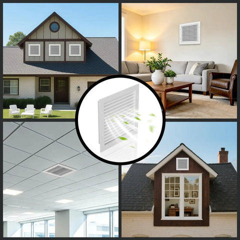 8x8 Aluminum Gable Vent With Screen And Louvered Design for attic, shed and exterior doors with white finish