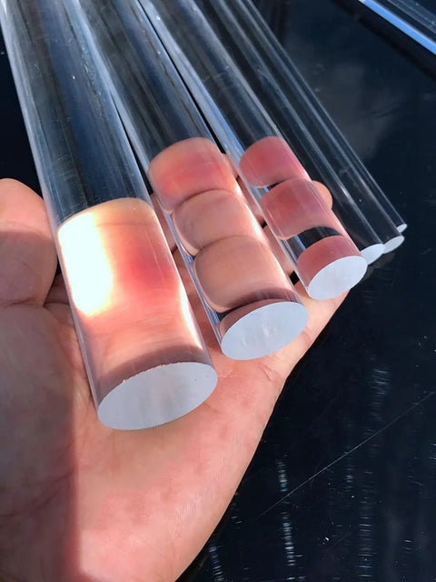 Custom Length Transparent Acrylic Railing Kit with various tube sizes held in hand for easy installation.