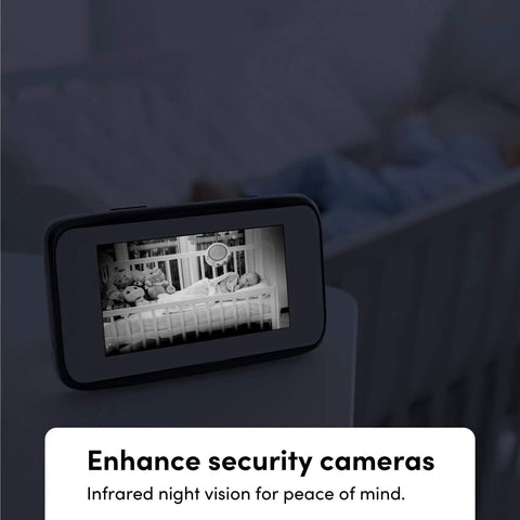 Monitor displaying night vision camera view enhanced by Lit Night Vision Color LED Bulb E26 Smart RGBW With 1100 Lumens.