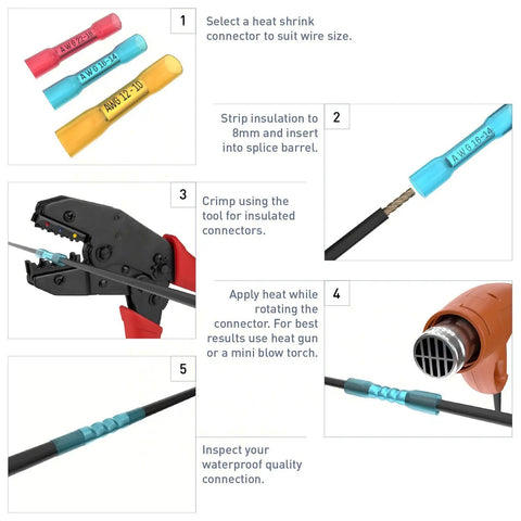 Tutorial for using All In One Heat Shrink Wire Connectors Kit With 270 Pc Waterproof Electrical Crimp Terminals for auto and marine.