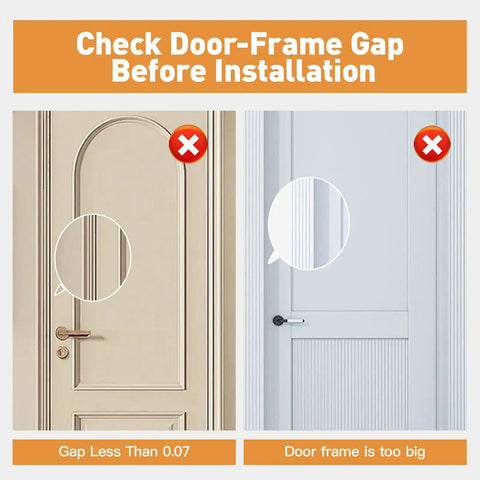Door frame gap comparison before installation for Rock Solid Door Reinforcement Lock Heavy Duty Aluminum Alloy Anti Ram Strike Plate.