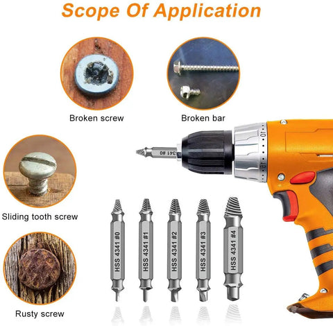 Six Piece Screw Extractor Set For Damaged And Stripped Screws Handyman Favorite Do It Yourself Tool Kit Includes Bolt Remover