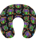 Travel Friendly Comfy Memory Foam U Shaped Neck Pillow For Women with colorful alien print, portable comfort design