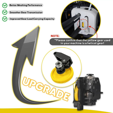 Helical Gear Upgrade Kit With DLC Nano Coated Hardened Steel Drive Gear And Handle Assembly For Bambu Labs X1C X1E Carbon P1P P1S 3D Printers