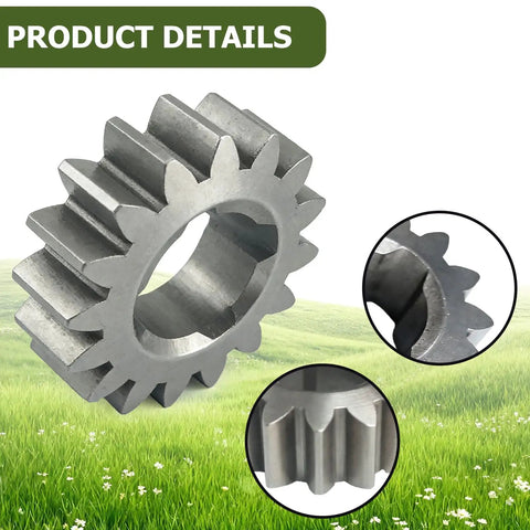 Two Pack Heavy Duty Pinion Gear Replacement Compatible With Toro Super Recycler Push Lawn Mower Models 10552 10590 10591 Genuine Replacement Parts 654750 And 614438 - close-up view of a metallic pinion gear.