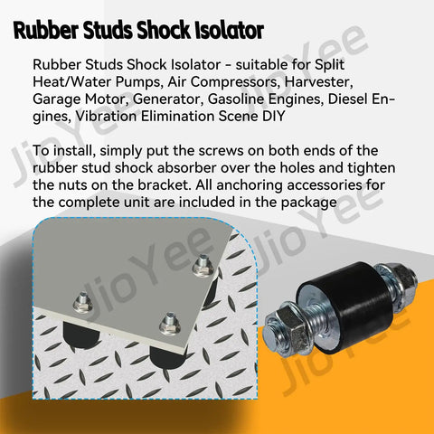Heavy Duty M10 30X25mm Rubber Shock Isolator Mounts Anti Vibration Kit For Heat And Water Pumps Air Compressors Diesel Generators Garage Motors DIY Engine Builds 4 Piece Set showing rubber studs on metal bracket.