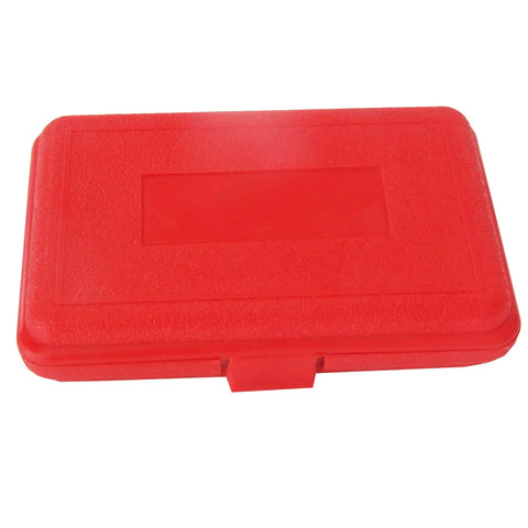 Red rugged case for Precision One Two Three Inch Machinist Blocks Pair, designed for storage and transport of precision tools.