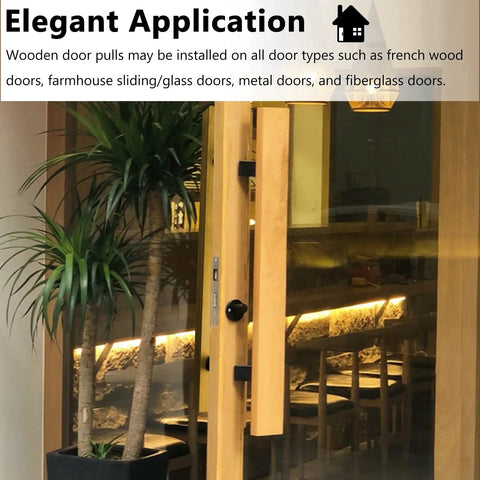 Dang Good Solid Wood Double Sided Door Handles With Sweet Long Threaded Mounting Bolts And Durable Waterproof Coating For Interior Bedroom Closet And Bathroom Sliding Doors installed on a wooden door with glass panel.