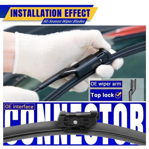 Volkswagen Tiguan Windshield Wiper Blades 3-Pack OEM Replacement Front Wipers 25, 22, 15 Inches installation close-up