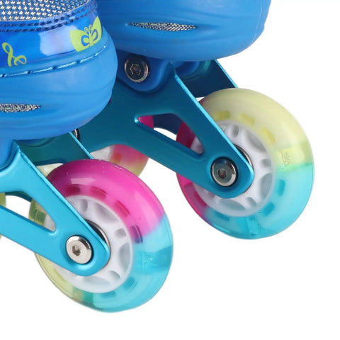 Kid Friendly Inline Skates Adjustable From Size 35 To 38 Breathable Comfort Blue Indoor Outdoor Use LED Light Up Wheels