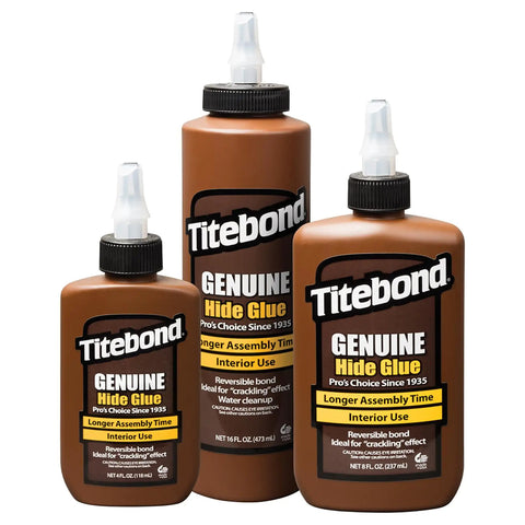Pro-Level Genuine Hide Glue For Woodworking And Furniture Restoration, 4 Ounce Bottle, traditional formula bottle trio