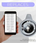 Hand holding phone listing compatible models next to Replacement Bottom Needle For K Cup Holder Compatible With Most Flex Brew Coffee Makers Durable Part