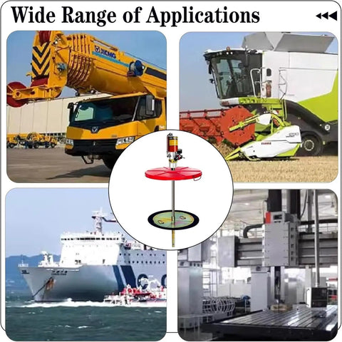 Heavy Duty 50 To 1 Air Grease Pump For 55 Gallon Drums With Drum Cap High Pressure Pneumatic Grease Gun applications collage