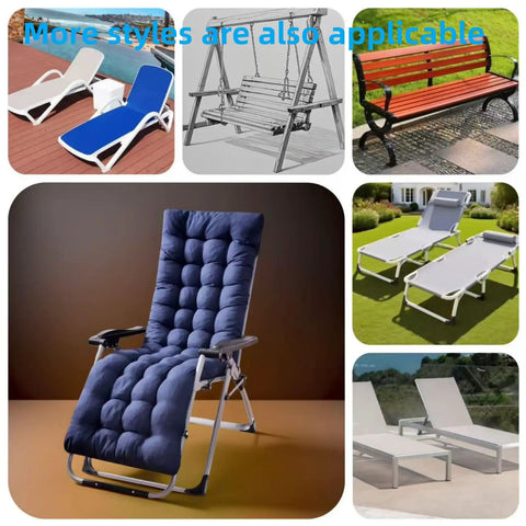 Collage of 61 Inch Lounger Cushion For Outdoor Patio Zero Gravity Chairs Navy Blue Thick And Comfy Padded Sun Lounger Mattress With 6 Ties Fits Chaise Lounge Rocking Recliners Cushions For Ultimate Comfort And Relaxation on various furniture