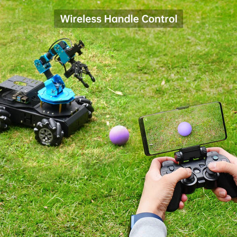 Raspberry Pi 6DOF Robotic Arm Kit with wireless control on grass