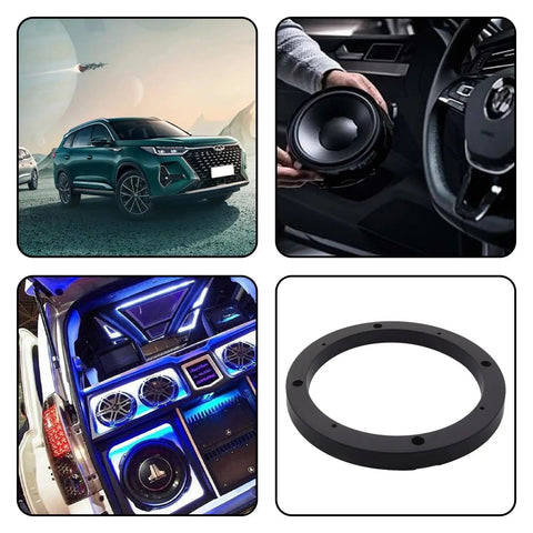 Get Your Sweet Ride Hooked Up With Premium 6.5 Inch Car Speaker Spacer Rings And Mounting Brackets 4 Pack In Sleek Black showing a black spacer ring.