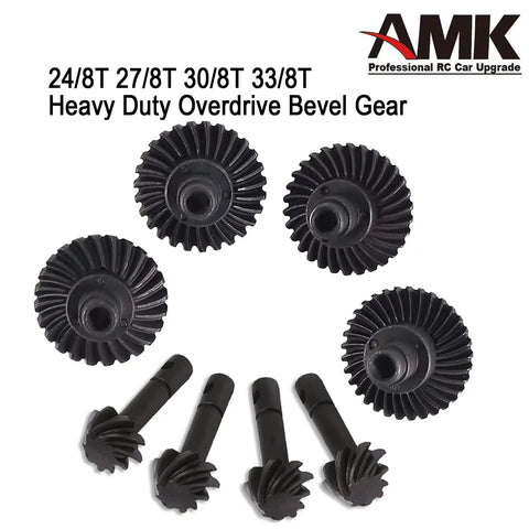 Beefy Heavy Duty Overdrive Bevel Gear Set 30/8T for 1/10 Scale RC Crawlers AR44 AR45 Capra Portal Axles, stainless steel build