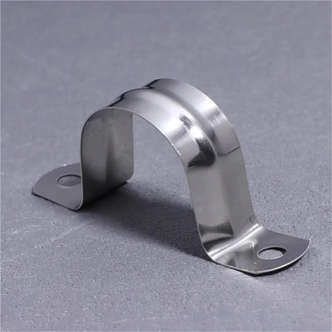 Heavy Duty 60 Piece Stainless Steel U Shaped Pipe Clamps Built Tough Conduit Brackets with smooth surface and dual slot holes.