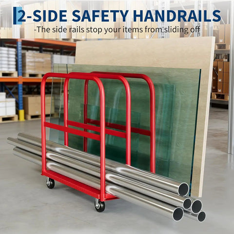 2 In 1 Heavy Duty 2000 Lb Panel Flatbed Cart 24 By 37 Platform Truck Red Built Tough With Easy Assembly Weatherproof Powder Coat And High Load Capacity For Moving Heavy Gear Indoors Or Outdoors, red 2-side safety handrails with panels and pipes