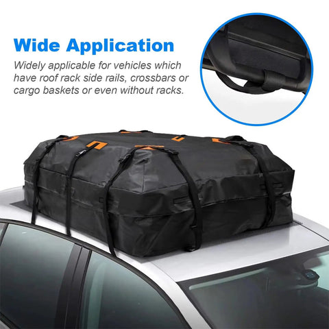 Lexus Roof Cargo Bag For SUVs Upgraded Water Resistant 600D Carrier with Reinforced Seams on SUV roof, showcasing wide application.