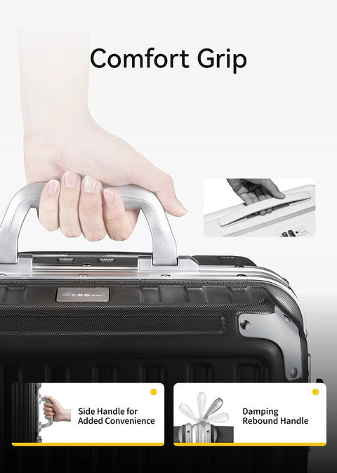 aluminum frame carry-on luggage with comfort grip handle