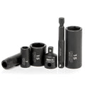 One Quarter Inch Drive Impact Socket Set, 30 Piece Metric 4-15 MM, Chrome Vanadium Steel, multiple socket sizes with adapters