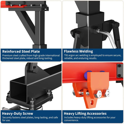 Gantry Crane With Manual Trolley 4400 Lbs Capacity 2 Ton Adjustable Height 8 To 12 Feet Portable Shop Crane components overview