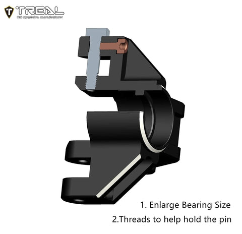 Aluminum 7075 Front Steering Knuckles for Losi LMT Monster Truck CNC Billet Machined with Enlarged Bearing Size Black Finish