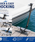 Two Pack Bungee Dock Line for G3 1448 Jon Boat attached to boat and dock cleat, showing easy docking process