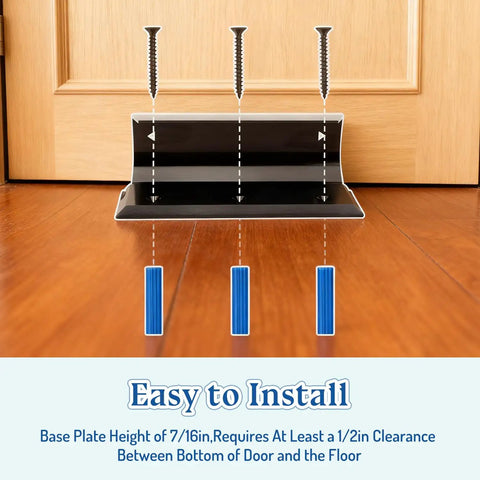 Top Shelf Heavy Duty Door Barricade Security Lock Travel Safe Kick Resistant Floor Brace solid aluminum brace installed with screws.