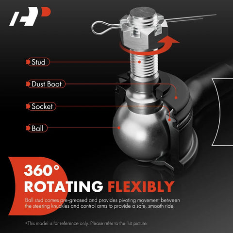 Front Outer Tie Rod End Replacement For Ford Expedition 2003 2004 2005 2006 And Lincoln Navigator 2003 2004 2005 2006 close-up of 360° rotating ball joint