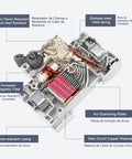Cutaway view of DC Miniature Circuit Breaker 2 Pole 500V 40 Amp Disconnect Switch Isolator showcasing internal components like arc-quenching plates.