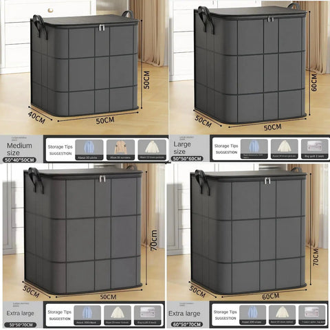 Tough As Nails Moving Storage Bags 2 Pack Hella Spacious Zippered Closet Organizers For Clothes in various sizes with dimensions.