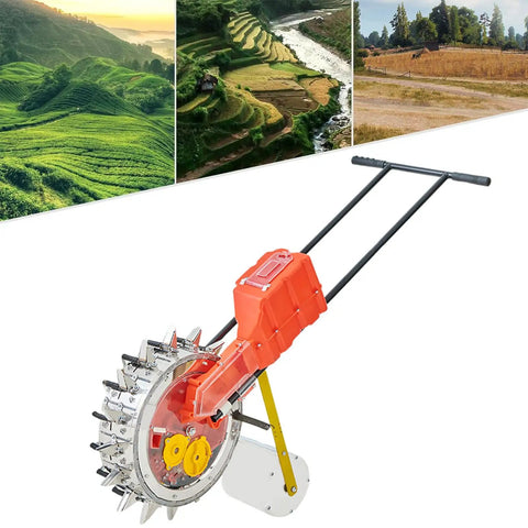 Manual Seeder Hand Push Roller Seeder Seed Dispenser Garden Tool For Terraced Farms Ranches And Backyards with terraced field