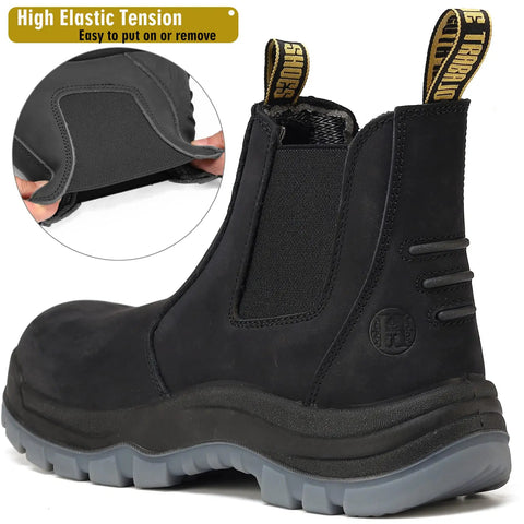Composite Toe Waterproof Work Boots For Men Slip On Safety Shoes high elastic tension design