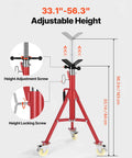 Heavy Duty Pipe Stand With Casters Adjustable Height From 28 To 52 Inches V Head Holds One Eighth To Twelve Inch Pipe Steel