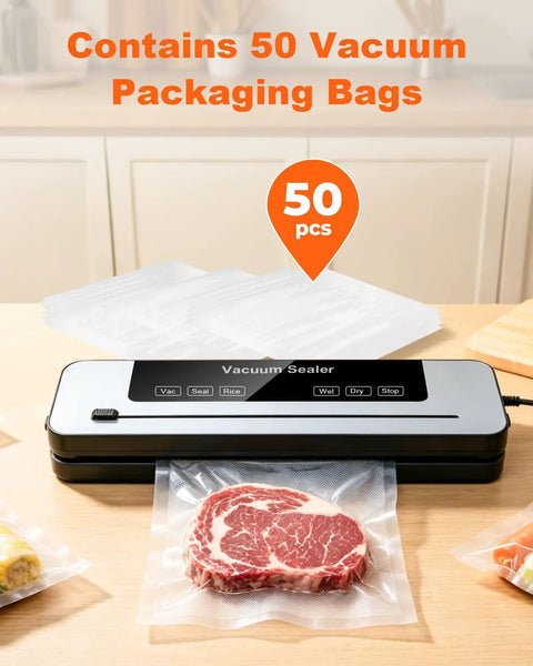 Powerful Vacuum Sealer With 75KPa Suction And Dry Moist Modes Automatic Food Sealer with 50 vacuum bags in kitchen setting