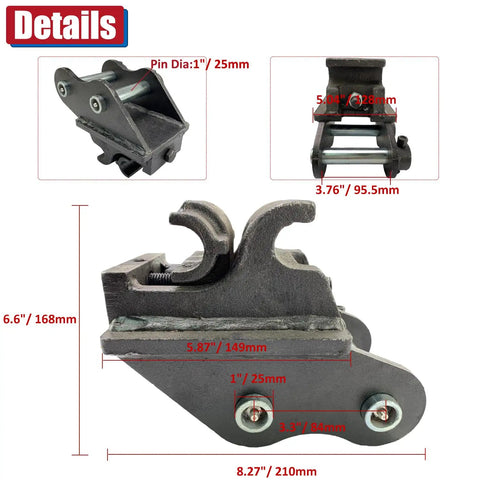 Dope Quick Hitch Attachments For Mini Excavators 0.6 To 3 Tons Rugged Quick Coupler System Backhoe Attachment dimensions view