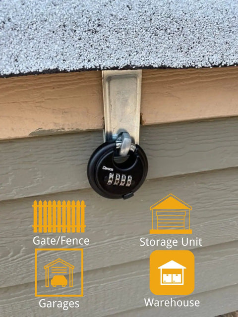 Rugged Outdoor Combination Disc Padlock With Four Digit Code Heavy Duty Weatherproof Rustproof Lock on storage unit