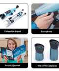 Beginner Kids Telescope For Astronomy With 10x To 50x Adjustable Magnification, Easy Setup For Stargazing And Planet Viewing, Kid Friendly Home Or Classroom STEM Gift For Ages 7 Plus, collapsible tripod and 10x 50x eyepieces
