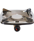 Portable Propane Stove With 10,000 BTU Burner Chrome Anti-Clog Design On Off Regulator Seven Point Five Inch Cooking Grid DuraBase