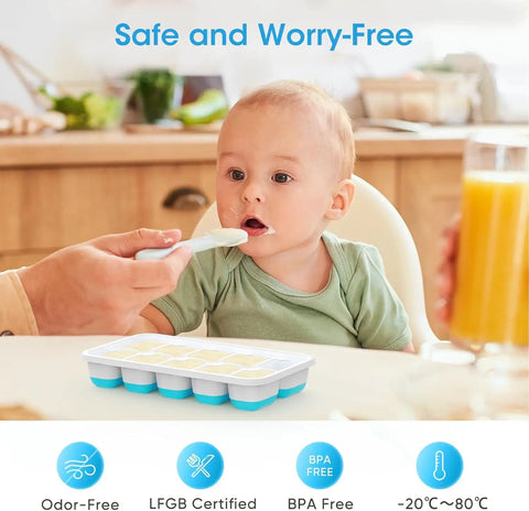 Four Pack Silicone Ice Cube Trays With Lid And Storage Bin Includes Scoop For Effortless Freezer Organization and Perfect Cubes