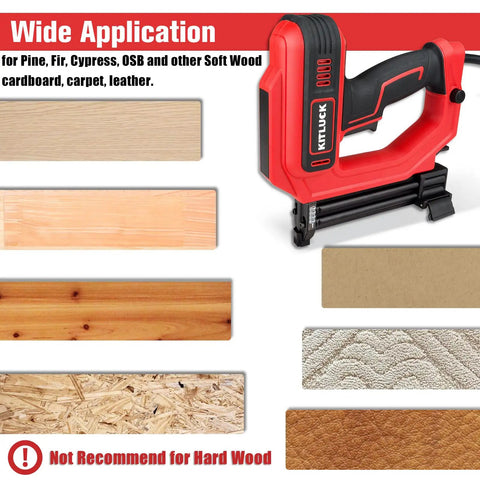 Hella Versatile 2 In 1 Electric Brad Nailer And Staple Gun With Plenty Of 18 Gauge Nails And Narrow Crown Staples for soft wood and upholstery.