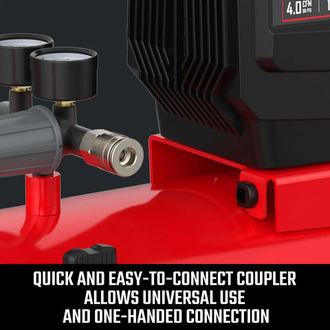 Craftsman 8 Gallon Horizontal Air Compressor 1.8 HP Oil Free 150 PSI Fast Recovery Tank with quick connect coupler and gauges.
